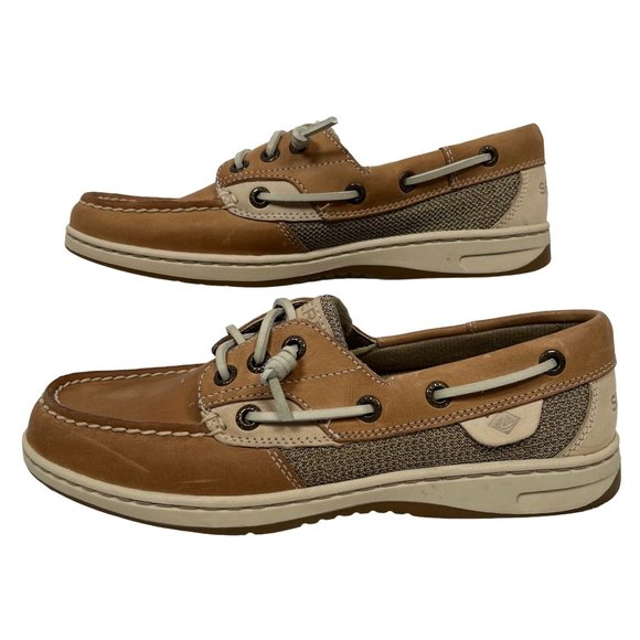 Sperry Women's Bluefish 2 Eye Size 6 brown tan boat shoe slip-on nubuck leather - Picture 2 of 10